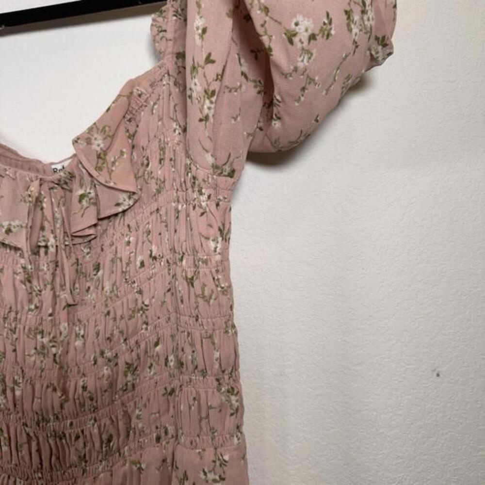 Reformation Dress Morris Smocked Melody Print Pink Floral Long Sleeve Mini Sz 14 - Picture 7 of 7